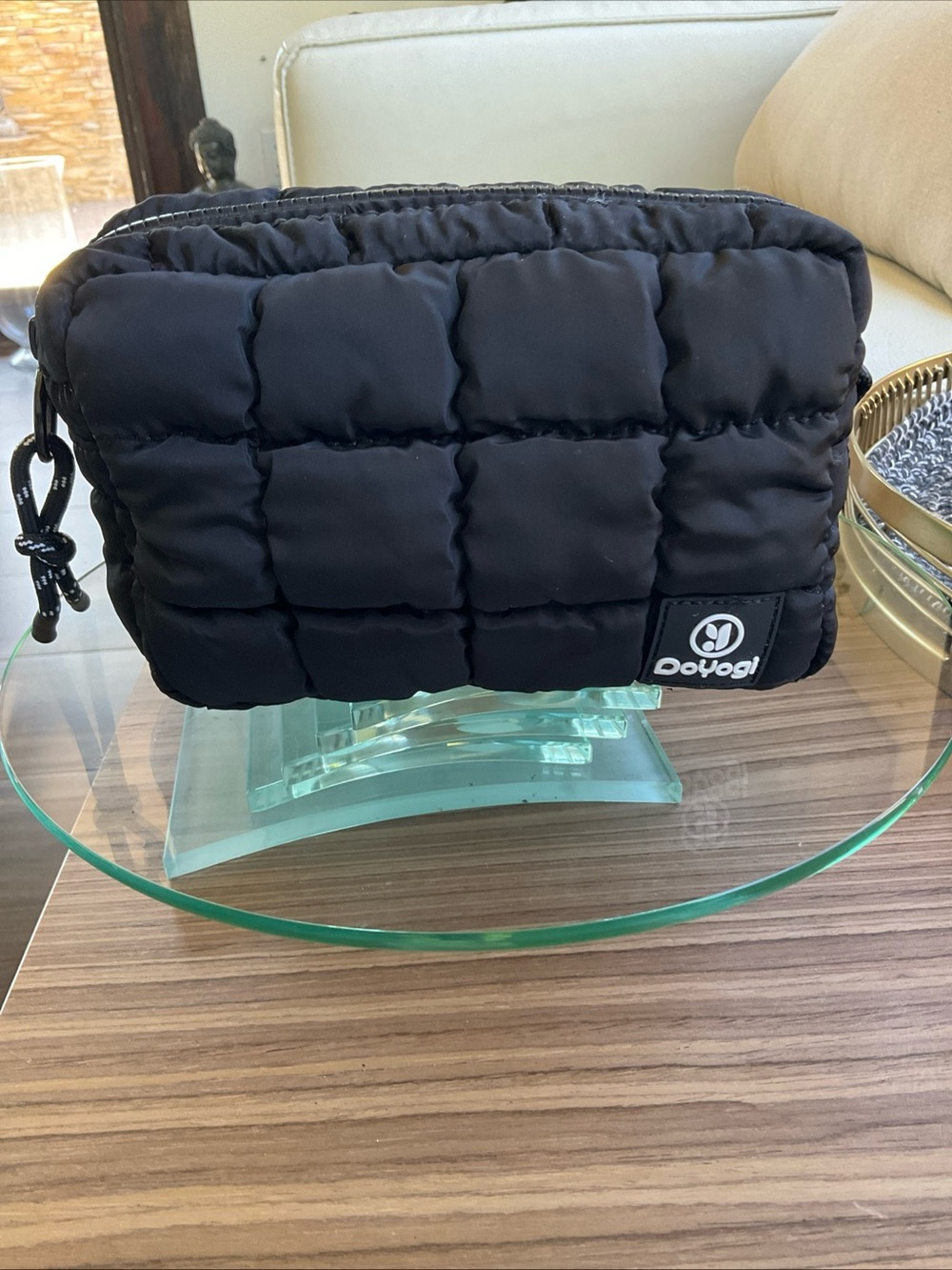 Black Quilted Puffer Everything Wristlet Bag